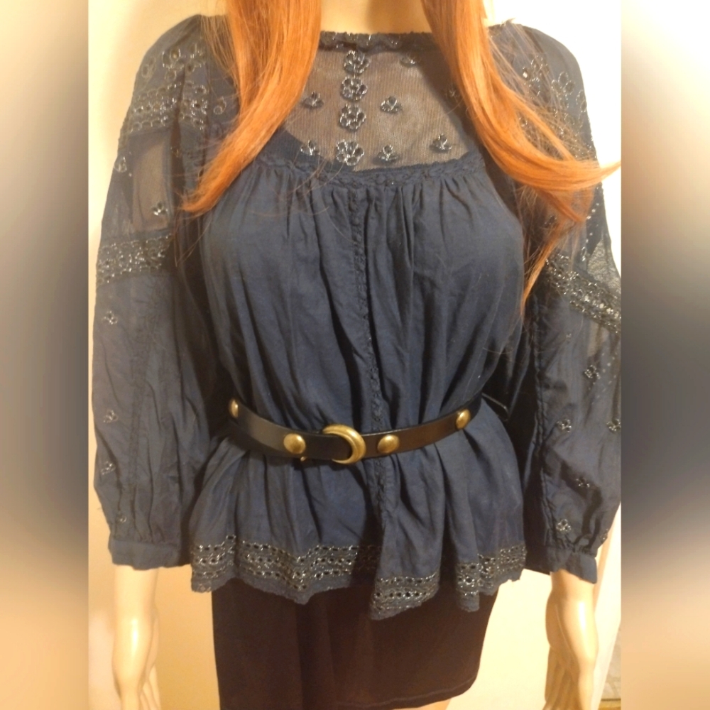 Anthropologie Jaslyn Embroidered Lace Blouse, size L